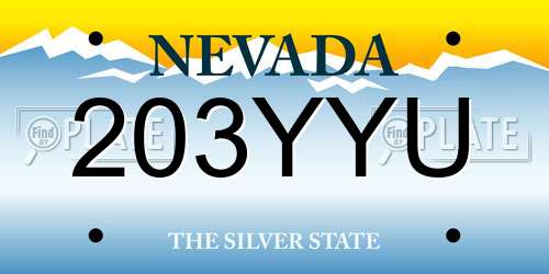 203YYU Nevada License Plate