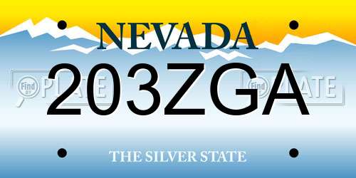 203ZGA Nevada License Plate