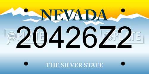 20426Z2 Nevada License Plate