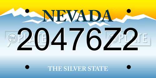 20476Z2 Nevada License Plate