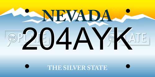 204AYK Nevada License Plate