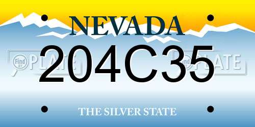 204C35 Nevada License Plate