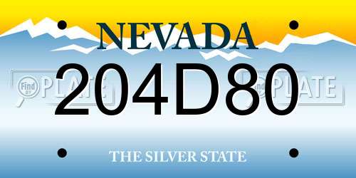 204D80 Nevada License Plate
