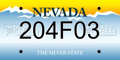 204F03 Nevada License Plate