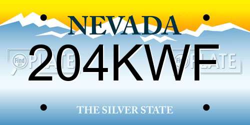 204KWF Nevada License Plate