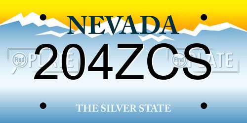 204ZCS Nevada License Plate