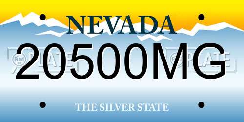 20500MG Nevada License Plate