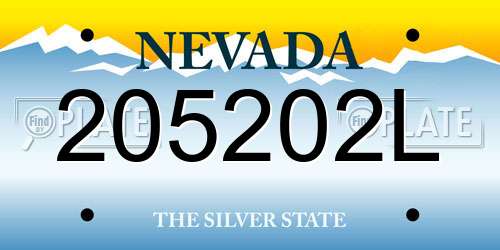 205202L Nevada License Plate