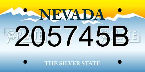 205745B Nevada License Plate