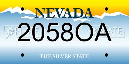 2058OA Nevada License Plate