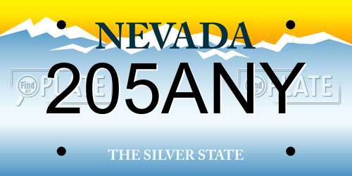 205ANY Nevada License Plate