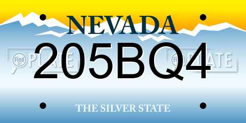 205BQ4 Nevada License Plate