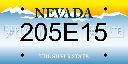 205E15 Nevada License Plate