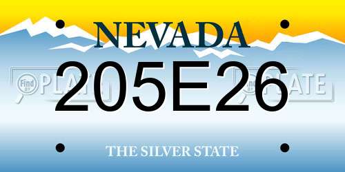 205E26 Nevada License Plate