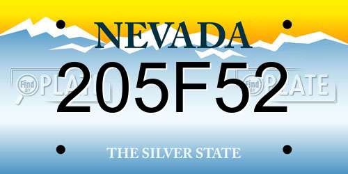 205F52 Nevada License Plate