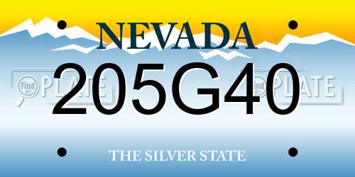 205G40 Nevada License Plate