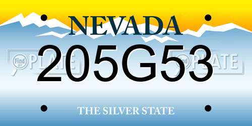 205G53 Nevada License Plate