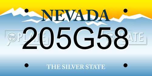 205G58 Nevada License Plate
