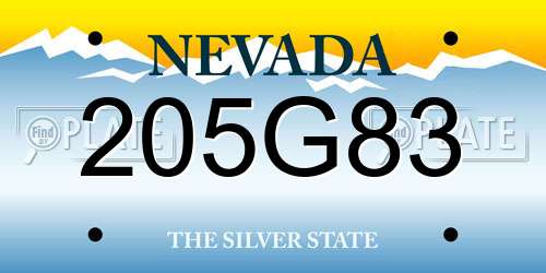 205G83 Nevada License Plate