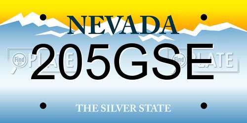 205GSE Nevada License Plate