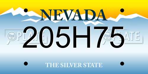 205H75 Nevada License Plate