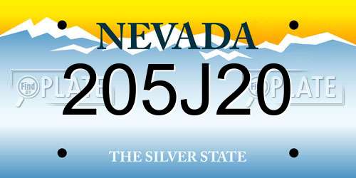 205J20 Nevada License Plate