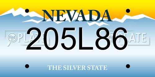 205L86 Nevada License Plate