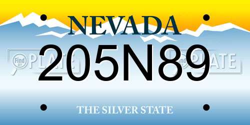 205N89 Nevada License Plate