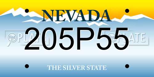 205P55 Nevada License Plate