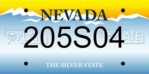 205S04 Nevada License Plate