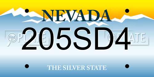 205SD4 Nevada License Plate