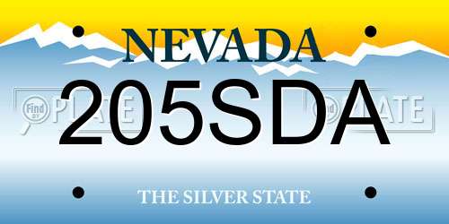 205SDA Nevada License Plate