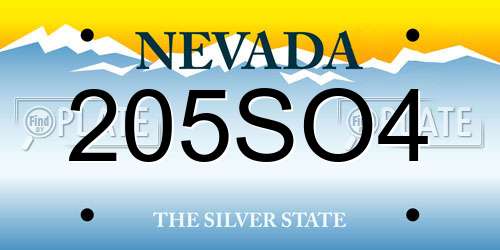 205SO4 Nevada License Plate