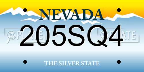 205SQ4 Nevada License Plate