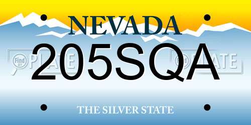 205SQA Nevada License Plate