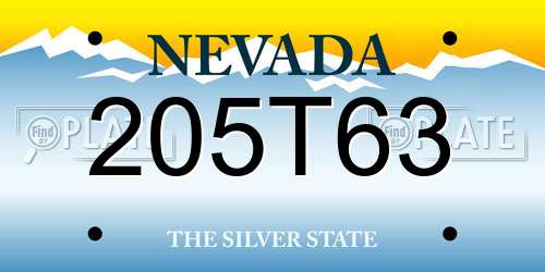 205T63 Nevada License Plate