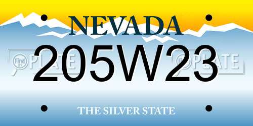 205W23 Nevada License Plate