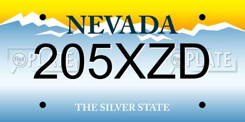 205XZD Nevada License Plate