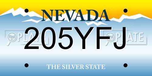 205YFJ Nevada License Plate