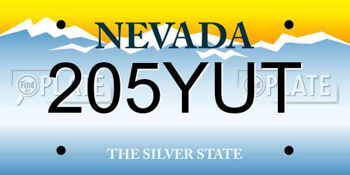 205YUT Nevada License Plate