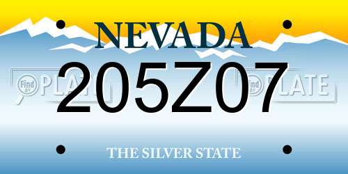 205Z07 Nevada License Plate