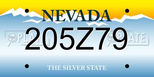 205Z79 Nevada License Plate