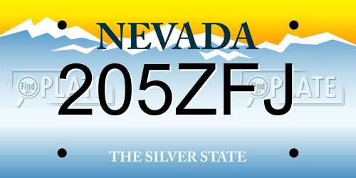 205ZFJ Nevada License Plate