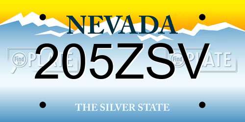 205ZSV Nevada License Plate