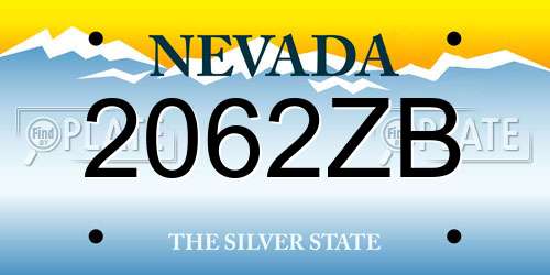 2062ZB Nevada License Plate