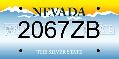 2067ZB Nevada License Plate