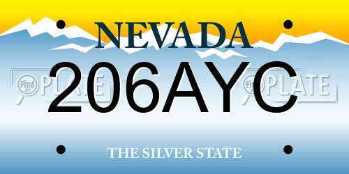 206AYC Nevada License Plate