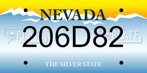 206D82 Nevada License Plate