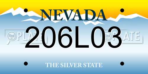206L03 Nevada License Plate