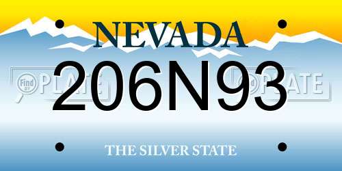 206N93 Nevada License Plate